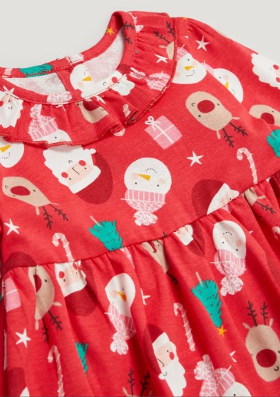Трикотажне плаття з новорічним принтом для дівчинки