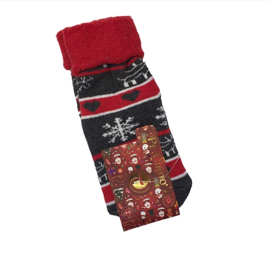 Трикотажні шкарпетки з махровою ниткою всередині (темно-сірі з сніжинками), 1431