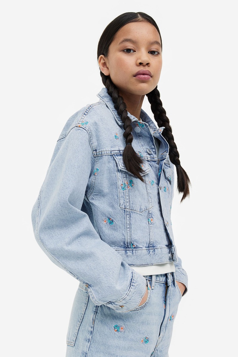 Вкорочена джинсова куртка для дівчинки, 1132491001