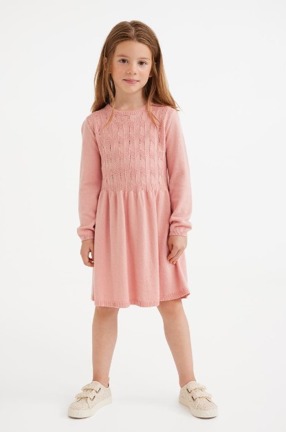 Трикотажное платье с тонкой вязки для девочки,1069147004
