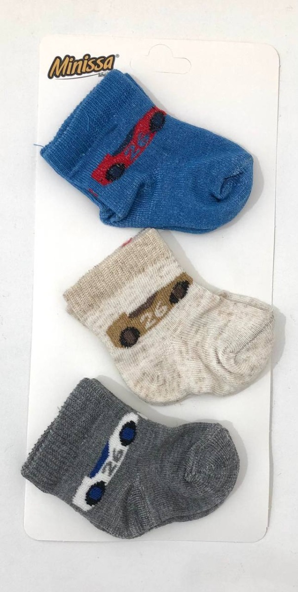 Набір шкарпеток для хлопчика (3 шт, машинки), Minissa 895