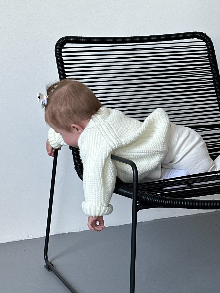 Вязаный свитер с содержанием шерсти для ребенка (молочный), Barva