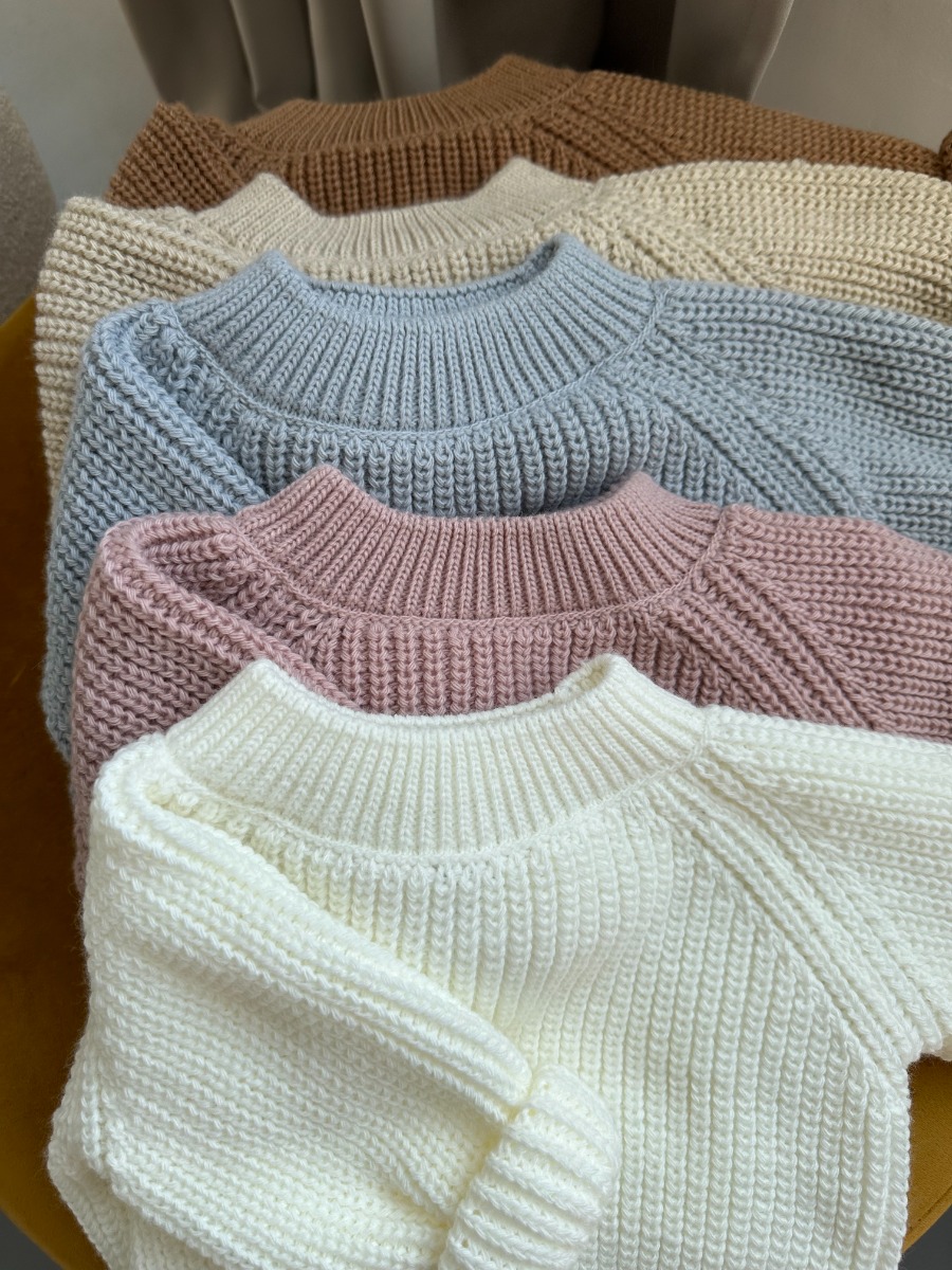 Вязаный свитер с содержанием шерсти для ребенка (пудровый), Barva