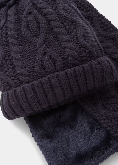 Комплект-тройка (шапка, шарф и перчатки) (темно-синий)