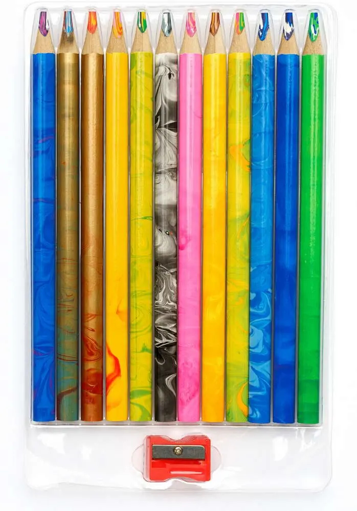 Олівці кольорові тригранні з точилкою,12 кольорів, Школярик 312118002-UA