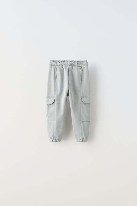 Трикотажные штаны-карго на махровой нити внутри для ребенка