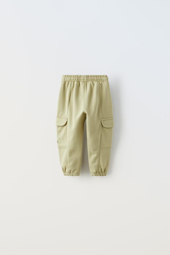 Трикотажні штани-карго на махровій нитці всередині для дитини