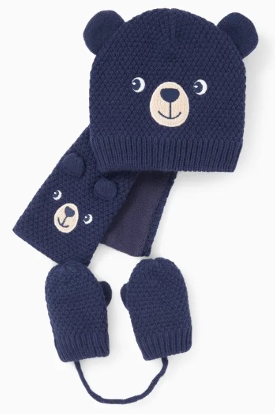 Теплый набор (шапка, шарф и варежки) на флисе для ребенка, 2185288