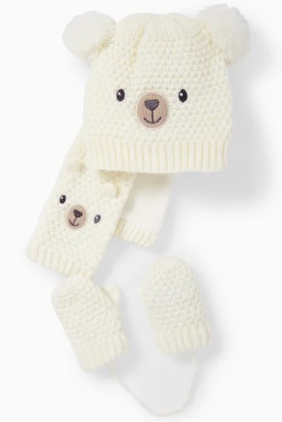 Теплый набор (шапка, шарф и варежки) на флисе для ребенка, 2185286