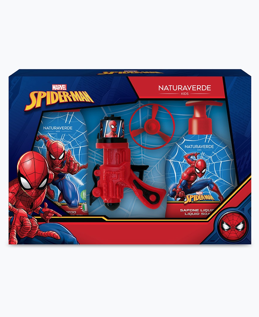 Подарунковий набір Spider Man (шампунь-гель для душу, мило і пістолет), Naturaverde