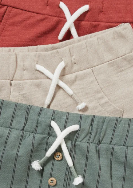 Трикотажные шорты с махровой нитью для ребенка 1шт. (зеленые в полоску)