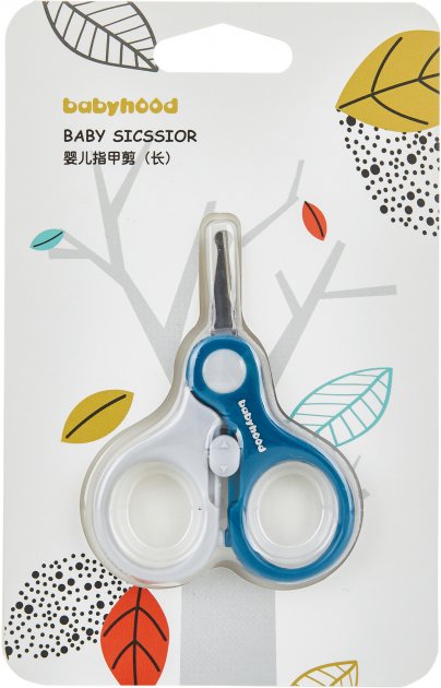 Ножиці для новонароджених короткі (сині), Babyhood BH-904B.