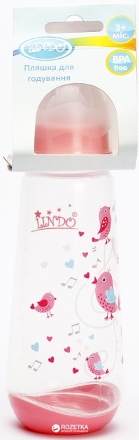 Бутылочка объемом 250 мл с силиконовой соской, ''Птички'' , Lindo LI 112