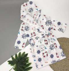 Муслиновый халат с капюшоном для ребенка (компас), Lotex 286-11