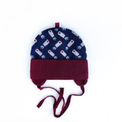 Трикотажная шапка для ребенка (темно-синяя с бордовым), Talvi 01761