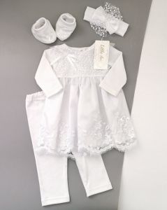 Святковий трикотажний  комплект для дівчинки (білий), Little Angel10636/10917/10637