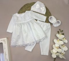 Святковий трикотажний комплект для дівчинки (білий), Little Angel 10637/13438