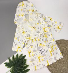 Мусліновий халат з капюшоном для дитини (жирафи), Lotex 286-11