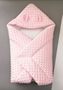 Одеяло-конверт для новорожденных ,,Медвежонок" (розовый плюш), 90