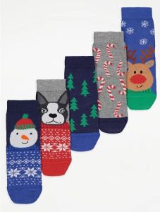 Набір трикотажних новорічних шкарпеток для дитини (5 пар)