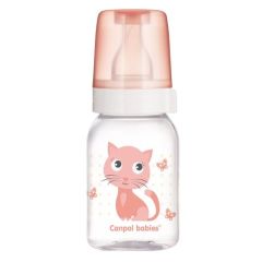 Пляшка з малюнком (BPA FREE), "Веселі звірята" 120 мл, Canpol babies11/851 (рожева)