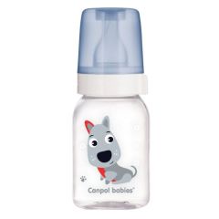 Пляшка з малюнком (BPA FREE), "Веселі звірята" 120 мл, Canpol babies11/851 (синя)