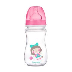 Пляшка з широким отвором антиколікова Easystart - ''Кольорові звірята'' 240 мл, Canpol babies 35/206 (рожева)