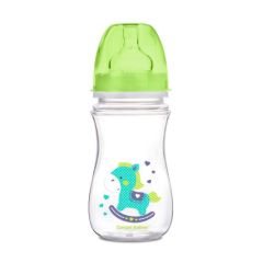 Пляшка з широким отвором антиколікова Easystart - ''Кольорові звірята'' 240 мл, Canpol babies 35/206 (зелена)