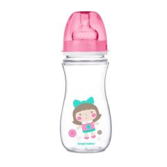 Пляшка з широким отвором антиколікова Easystart - ''Кольорові звірята'' 300 мл, Canpol babies 35/204 (рожева)