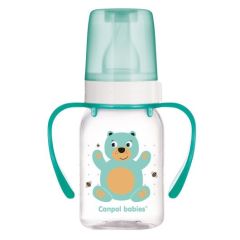 Пляшка з малюнком  і ручкою(BPA FREE), "Веселі звірята" 120 мл, Canpol babies 11/823 (зелена)