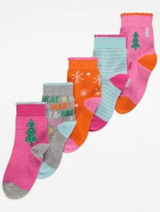 Набор трикотажных новогодних носков для ребенка (5 пар)