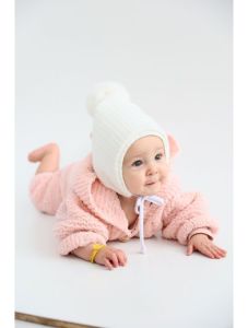 Набор с начесом "Юстина" для девочки (шапка и косынка) (молочный) 23-01-020