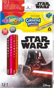 Кольорові олівці трикутні з точилкою Star Wars (12 шт., 13 кольорів), 89458PTR Colorino