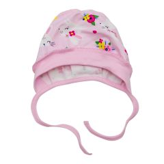 Трикотажная шапочка с легким начесом внутри (розовая с принтом), 228401