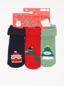 Набор носочков для ребенка c новогодним принтом (3 пары)