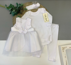 Святковий комплект для дівчинки (білий), Little Angel  10776