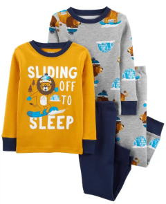 Трикотажная пижама для ребенка 1 шт. (желтый реглан и синие брюки)