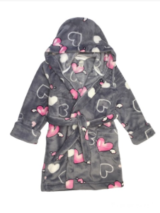 Плюшевий халат для дитини (серый с сердечками), 16MX102