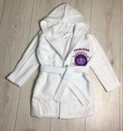 Махровий халат для дитини (белый с фиолетовым), 355 Vevien