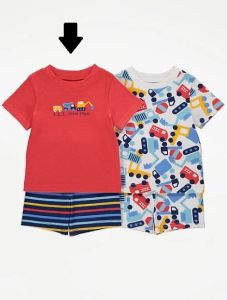 Трикотажна піжама для дитини 1 шт. (червона футболка і сині шорти у смужку)