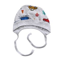 Трикотажная шапочка для малыша (транспорт/серая), Minikin 2312603
