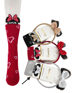 Хлопковые колготки в наборе с обручем  ''Minnie Mouse'' (1шт. серый/молочный), Katamino 31035
