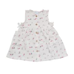 Муслиновое платье для девочки, Minikin 223914 (молочное с принтом)