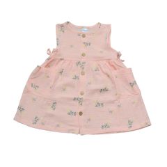 Муслиновое платье для девочки, Minikin 223914 (персиковая с принтом)