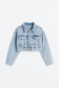 Укороченная джинсовая куртка для девочки, 1132491001