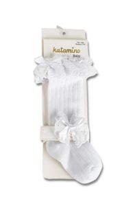 Бавовняні гольфи для дівчинки (білі), Katamino K12067