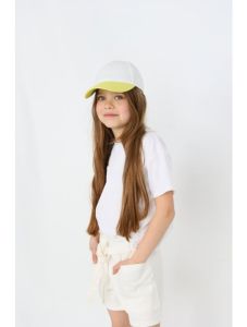Стильная кепка "Аврил" для девочки (бело-желтая), 23-03-015