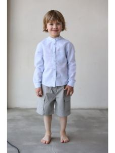 Хлопковая рубашка для мальчика "Никс" (серая), 23-03-028