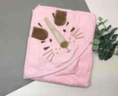 Махровое полотенце с капюшоном, розовое (83х85), ​​BabyLine 9672