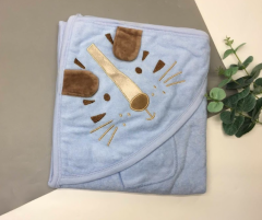 Махровое полотенце с капюшоном, голубое (83х85), ​​BabyLine 9672
